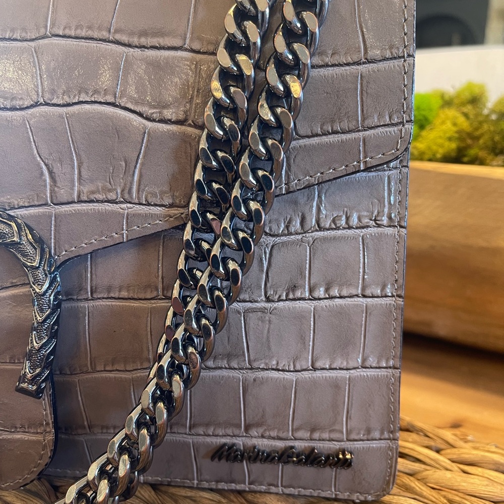 Marina Galanti Chic Crocodile-Embossed Chain Shoulder Bag Made in Italy - Picture 3 of 6